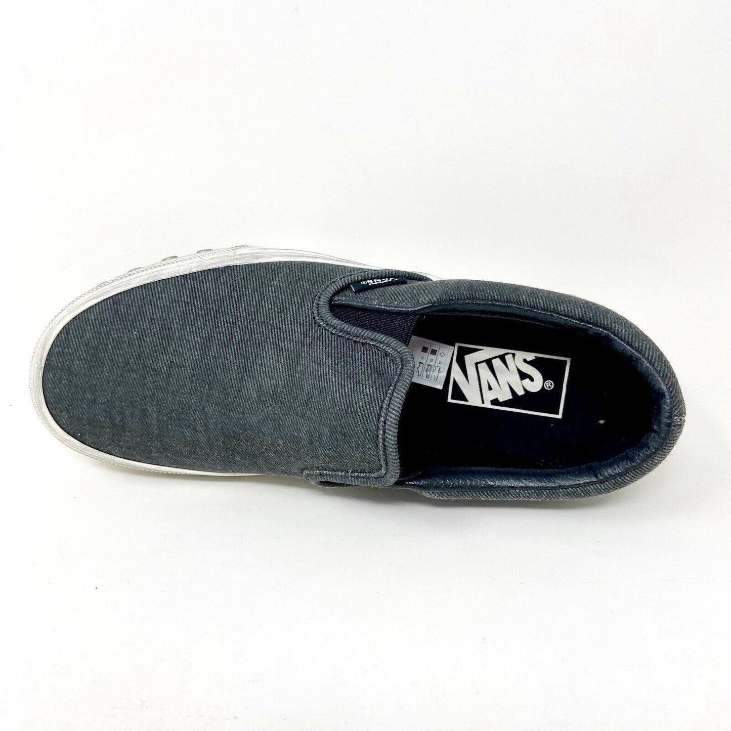 Vans Classic Slip On Overwashed Graphite Gray White Womens Casual Shoes