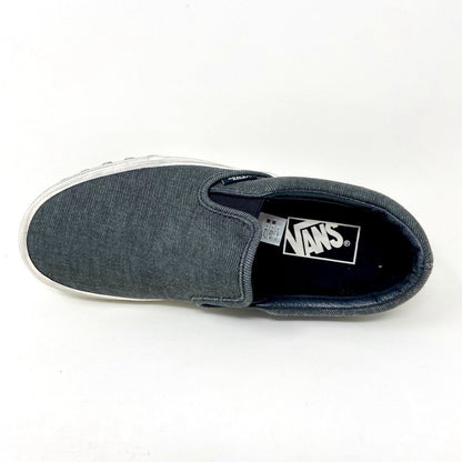 Vans Classic Slip On Overwashed Graphite Gray White Womens Casual Shoes