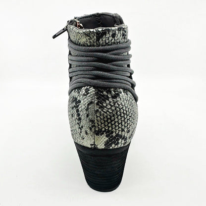 Skechers Homestead Wild Wraps Charcoal Womens Snake Skin Ankle Bootie