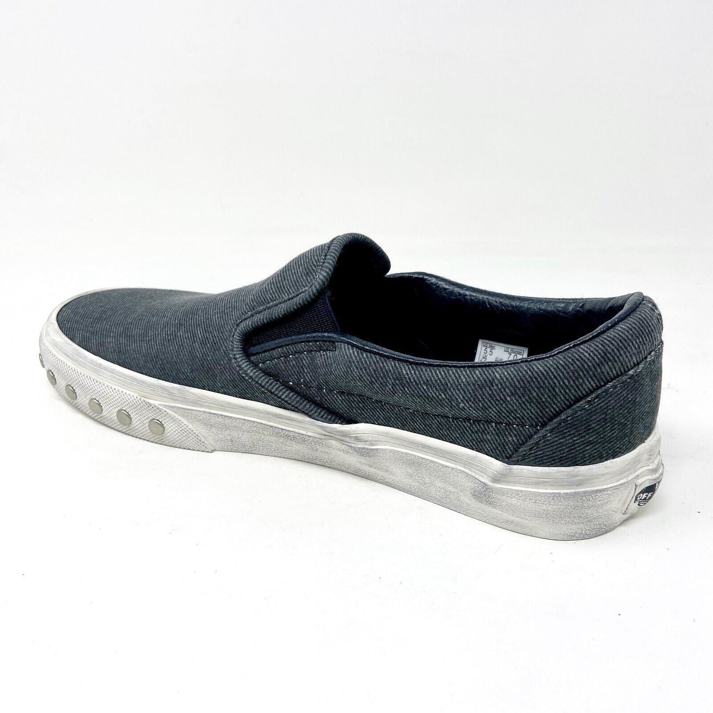 Vans Classic Slip On Overwashed Graphite Gray White Womens Casual Shoes