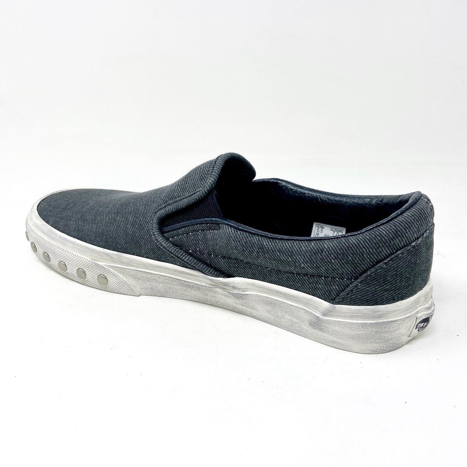 Vans Classic Slip On Overwashed Graphite Gray White Womens Casual Shoes