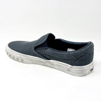 Vans Classic Slip On Overwashed Graphite Gray White Womens Casual Shoes
