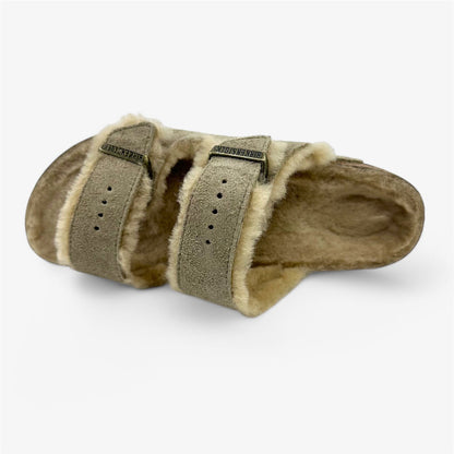 Birkenstock Arizona Shearling Taupe Mens Casual Soft Footbead Clog