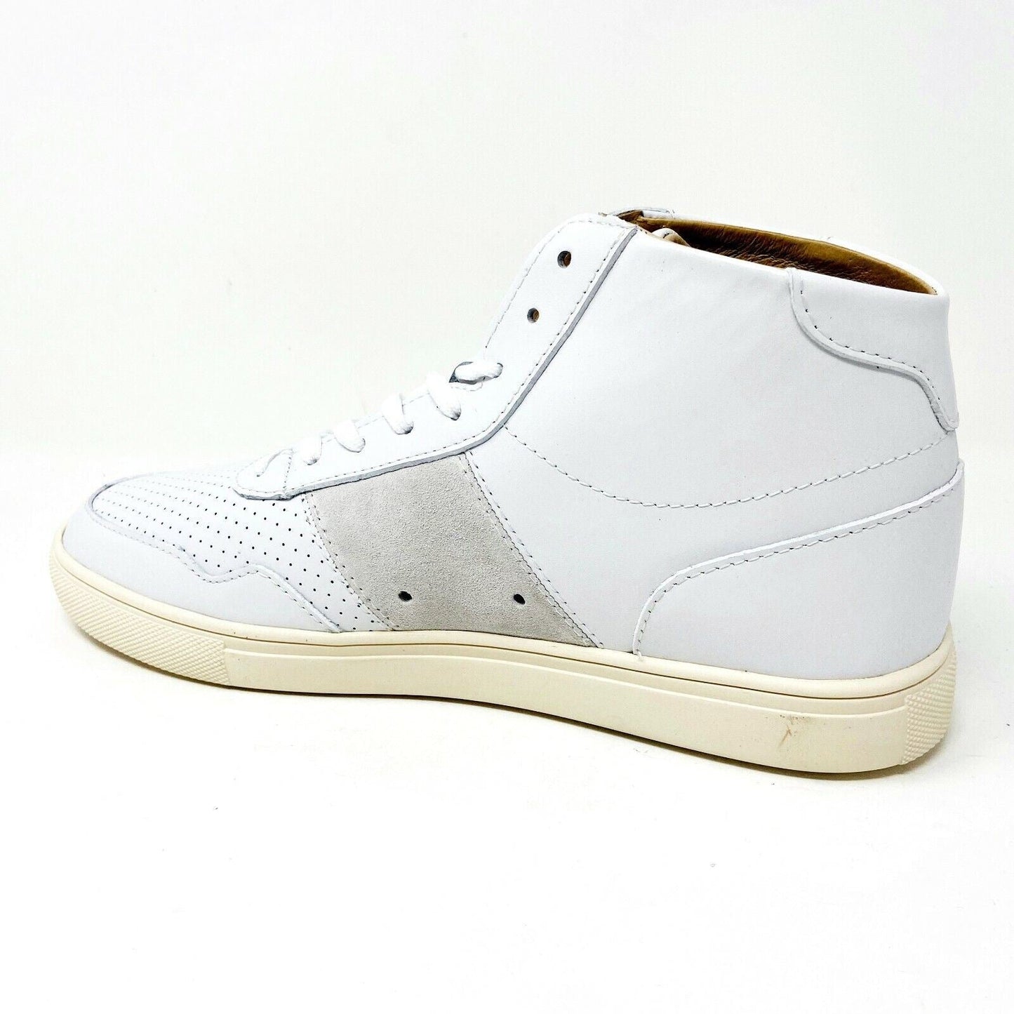 Clae Gregory Mid White Leather Mens Casual Sneakers