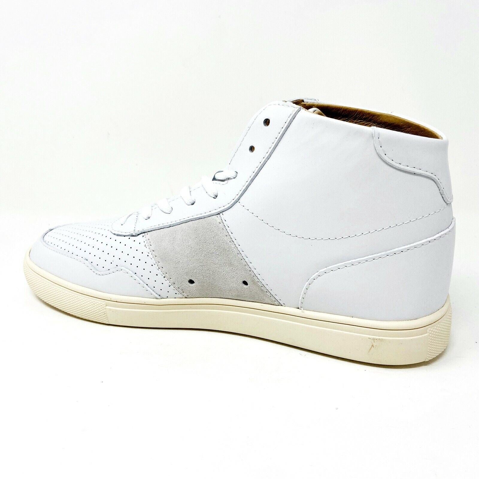 Clae Gregory Mid White Leather Mens Casual Sneakers