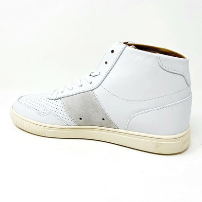 Clae Gregory Mid White Leather Mens Casual Sneakers