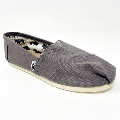 Toms Classics Ash Gray Womens Slip On Casual Canvas Flat Shoes