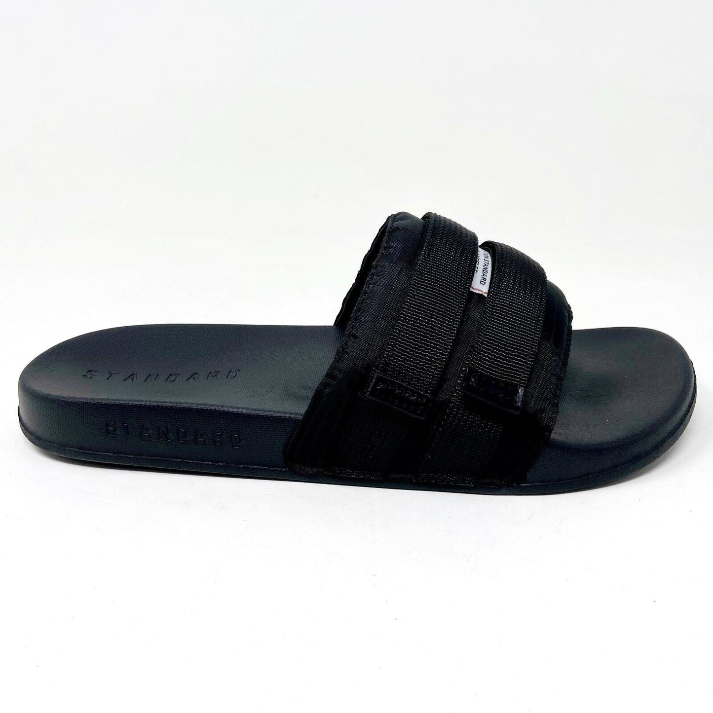 STNDRD Standard Los Angeles Monaco Double Strap Black Womens Slide Sandals