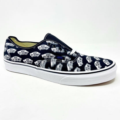 Vans Authentic (Blue Boards) Black True White Faded Logo Womens Casual Shoes