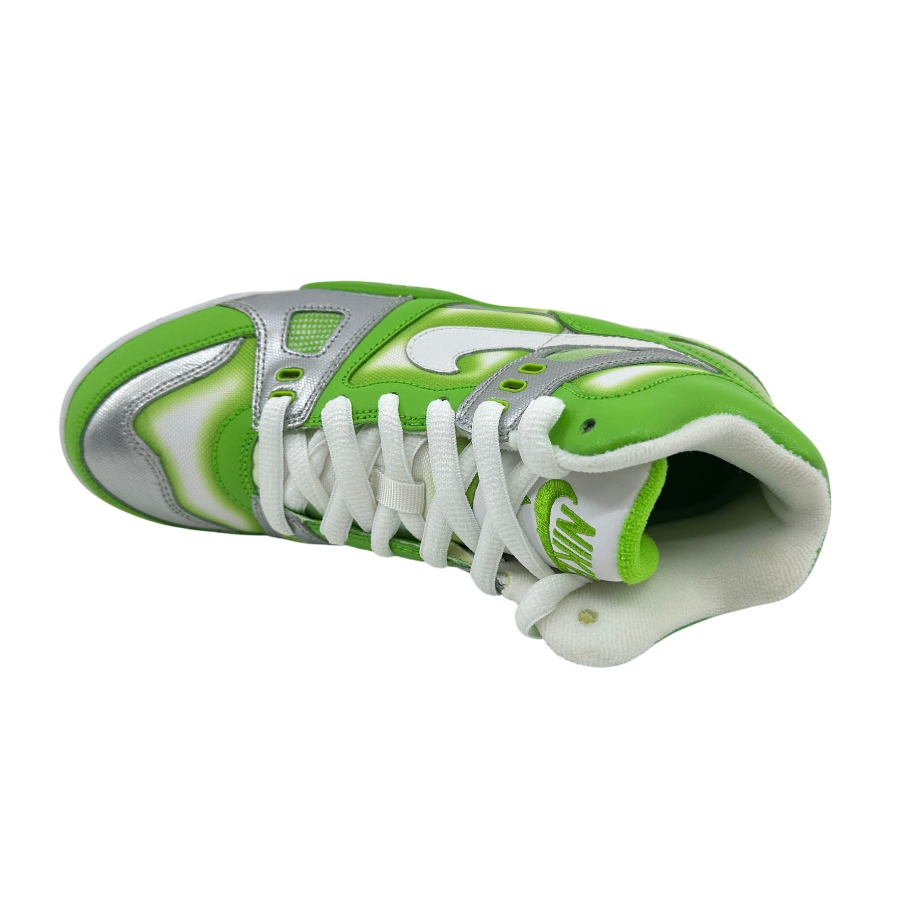Nike Air Digs High Green White Metallic Silver Womens Athletic Sneaker