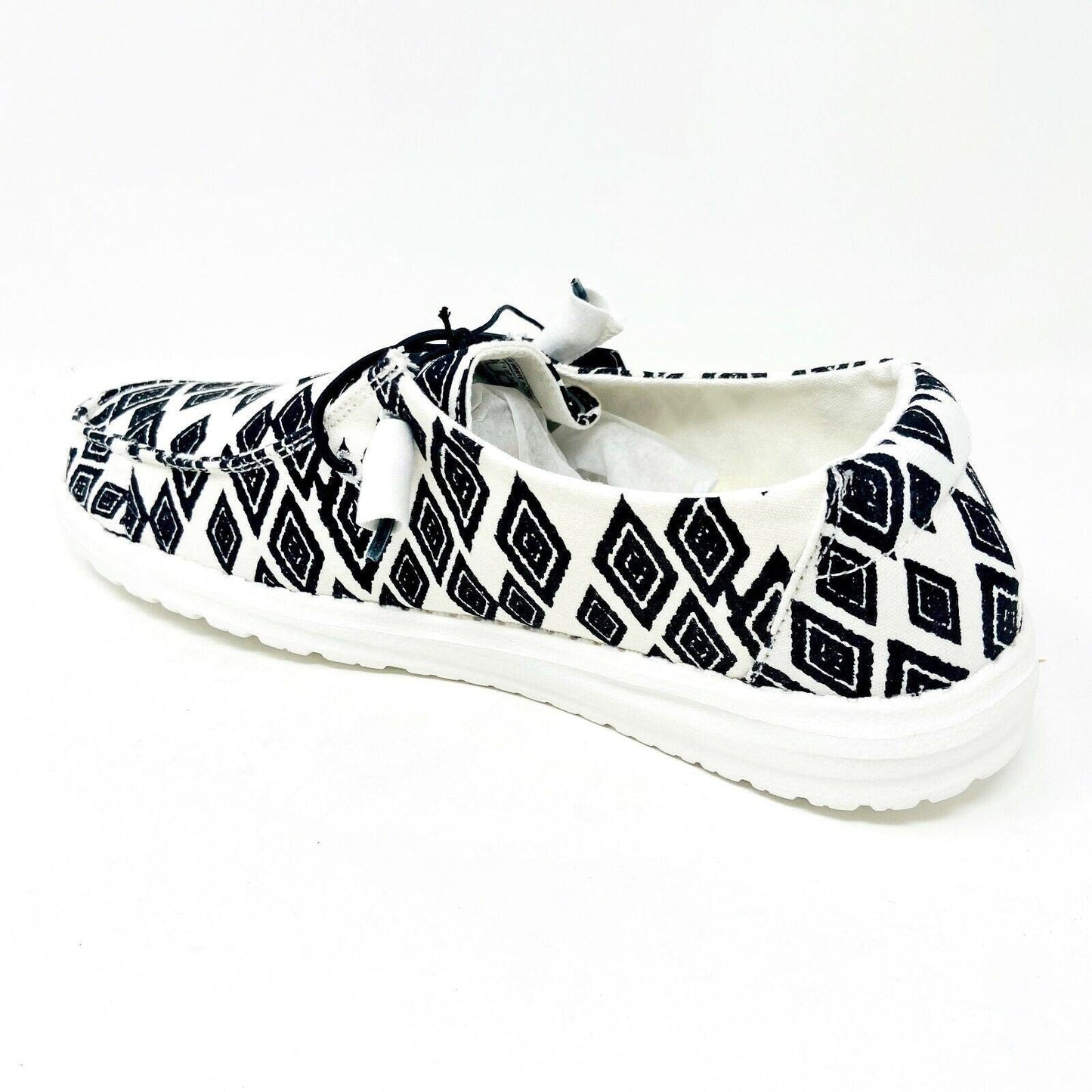 Hey Dude Womens Wendy Print Black White Aztec Size 10 Slip On Comfort Shoes