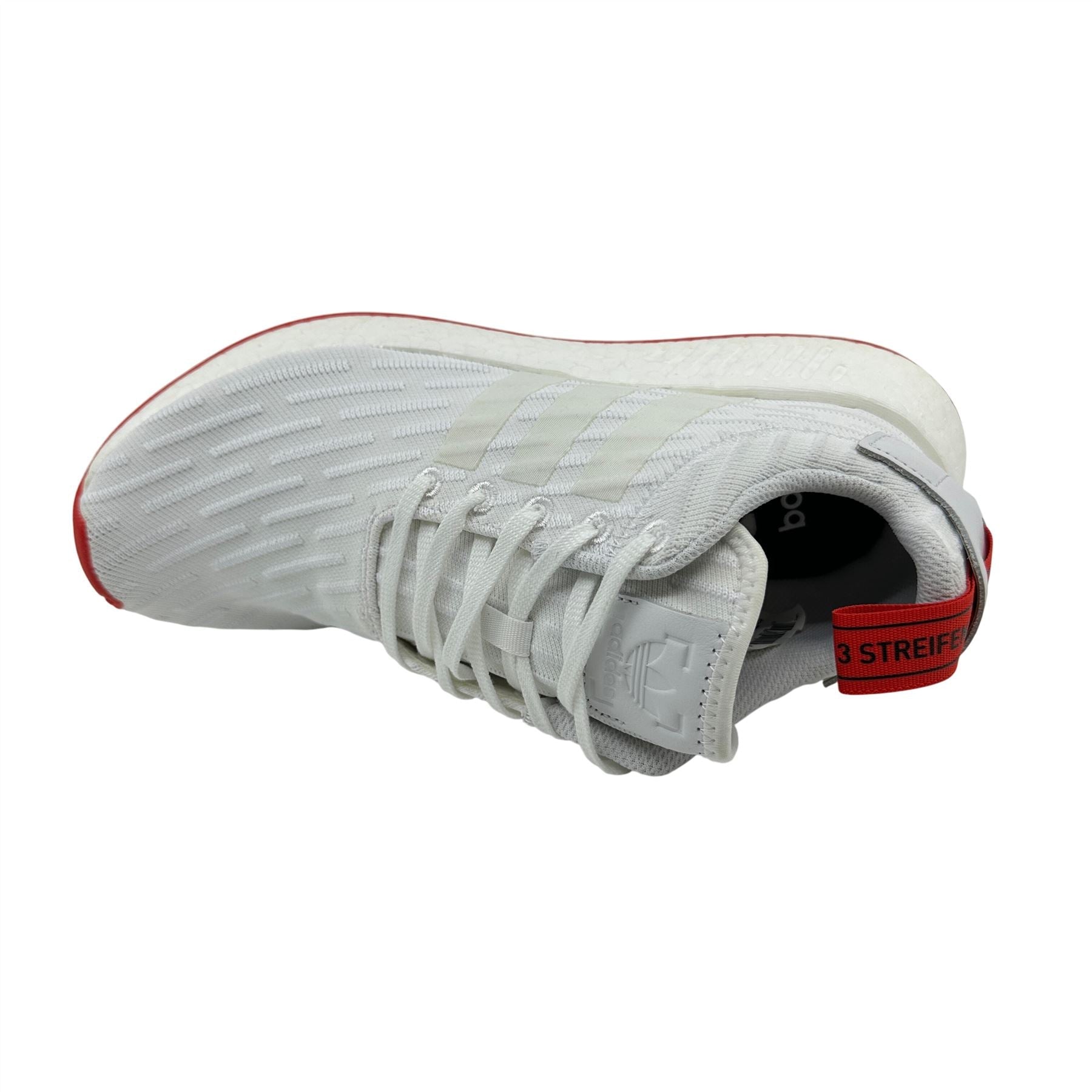 Adidas NMD R2 Primeknit White Core Red Mens Athletic Sneaker