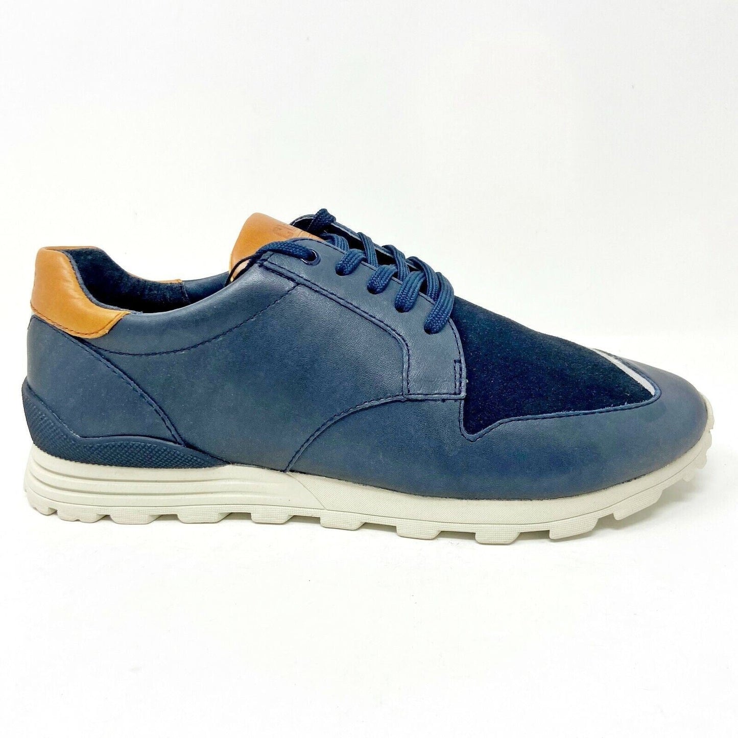 Clae Nathan Deep Navy Leather Mens Size 8 Premium Casual Sneakers