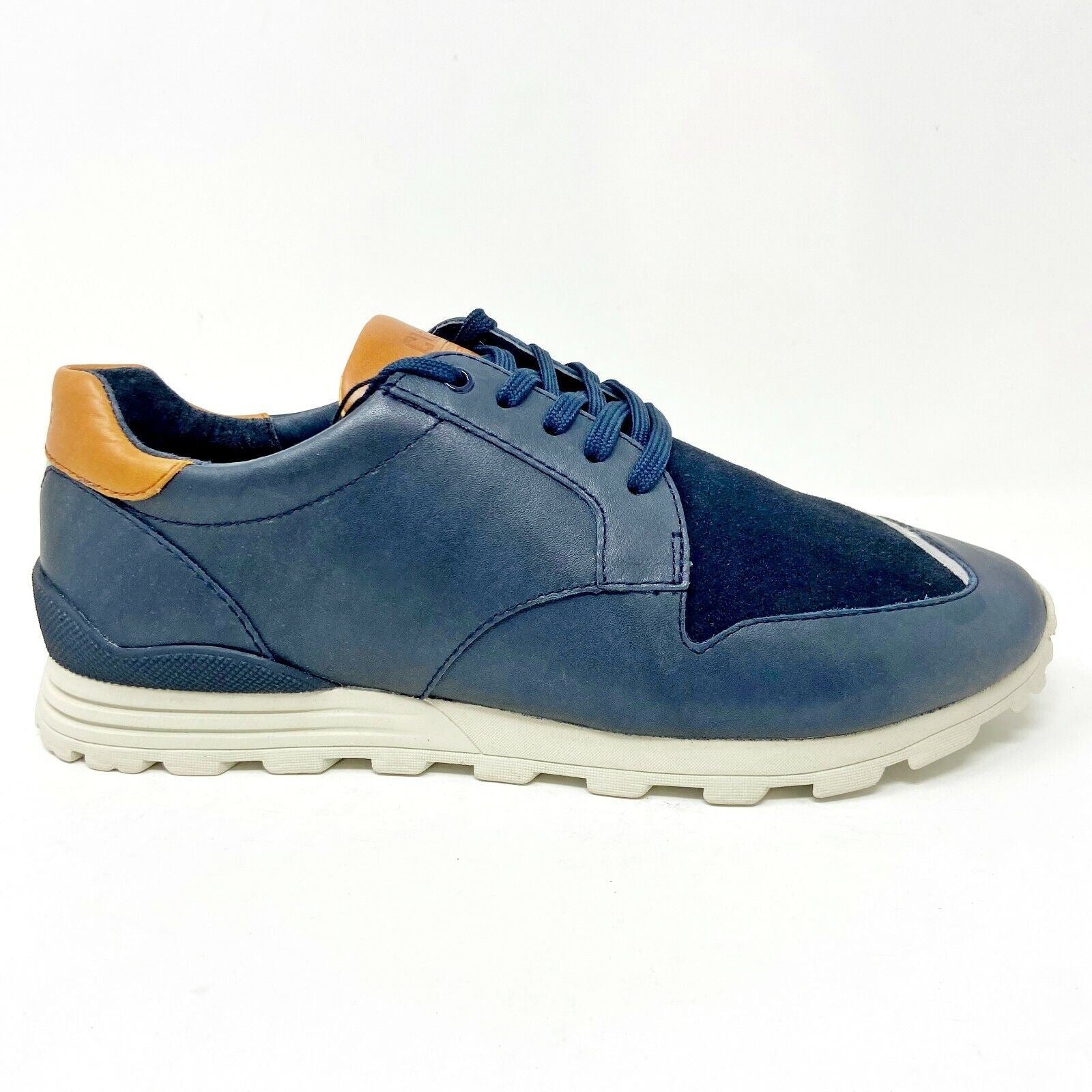 Clae Nathan Deep Navy Leather Mens Size 8 Premium Casual Sneakers