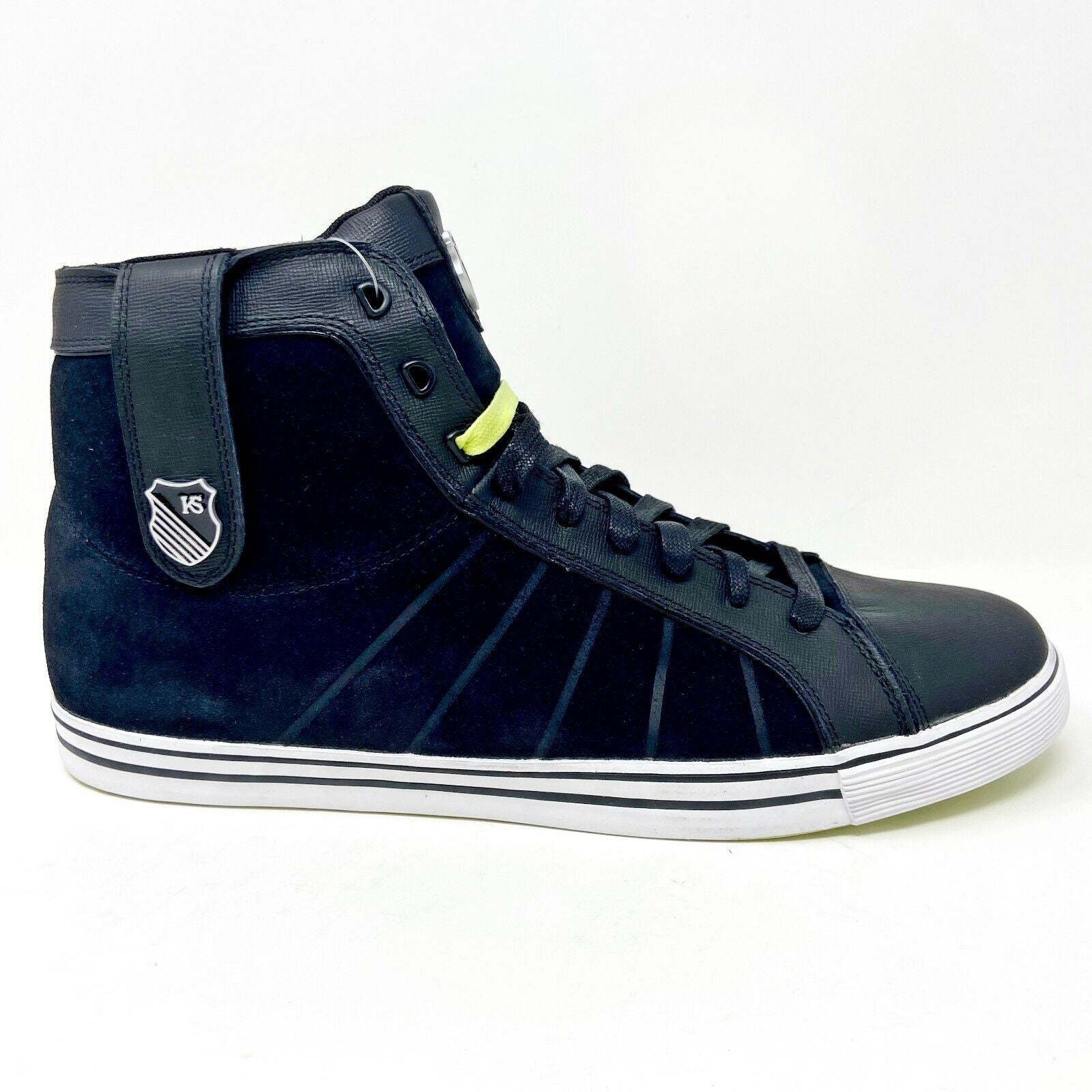 K Swiss HWD Mid VNZ Black Optic Yellow Silver Mens Size 13 Sneakers 02683094