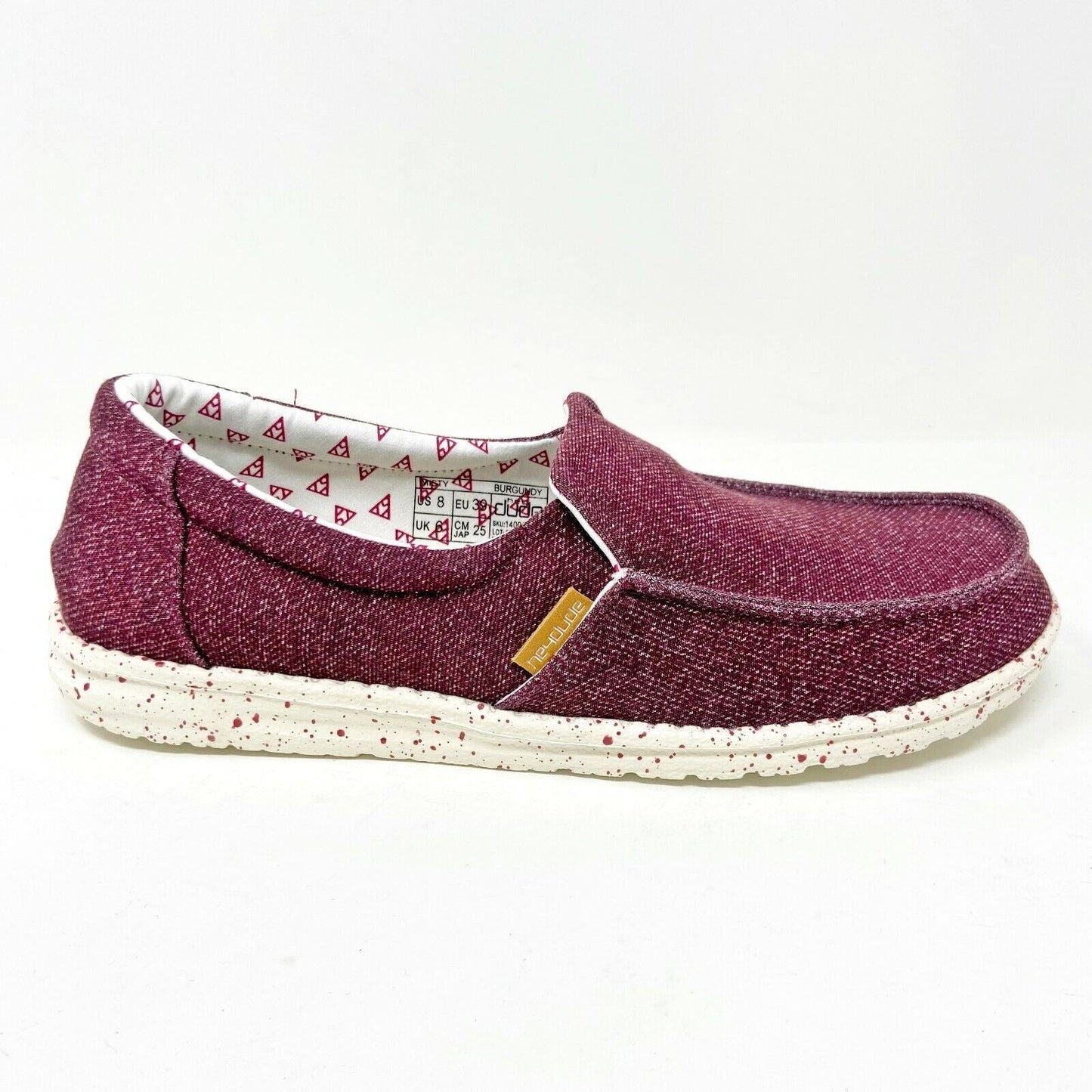 Hey Dude Womens Misty Burgundy Slip On Comfort Lightweight Shoes