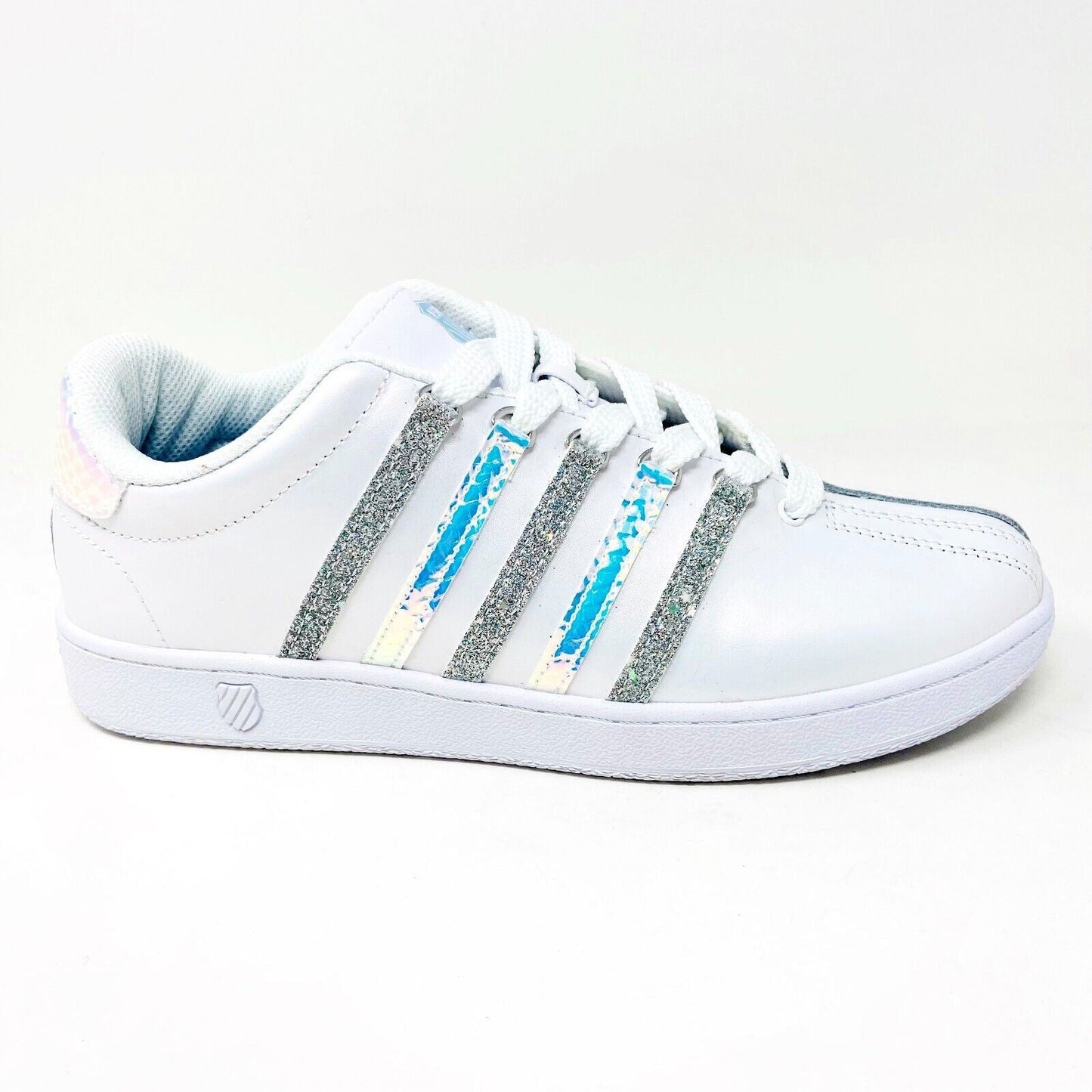 K-Swiss Classic VN White Sparkle Mermaid Kids Size 7 Varsity Sneakers 87321 968
