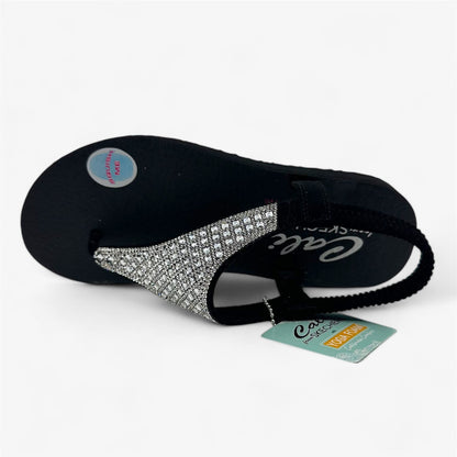 Skechers Meditation Rockstar Black Womens Sandal Slingback