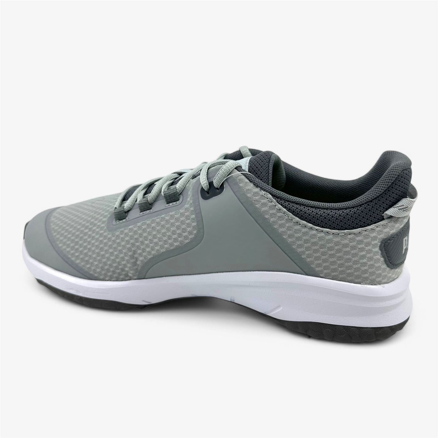 PUMA Fusion Grip Gray Silver Quiet Shade Mens Extra Wide Spikeless Golf Shoes