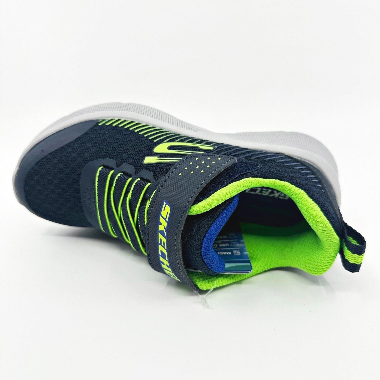 Skechers Microspec Gorza Navy Lime Kids Boys Sneakers