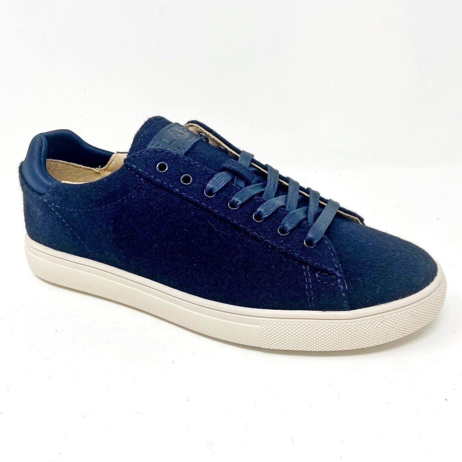 Clae Bradley Textile Deep Navy Wool Cream Mens Casual Sneakers