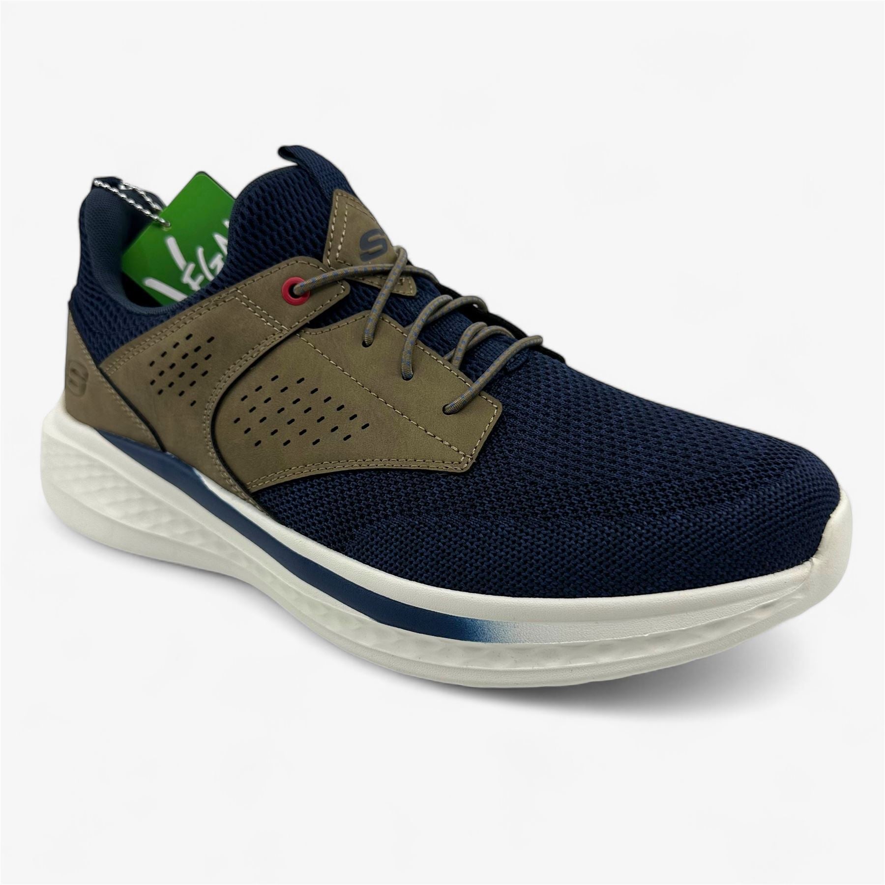 Skechers Slade Breyer Navy Tan Mens Size 10.5 Athletic Relaxed Fit Sneaker