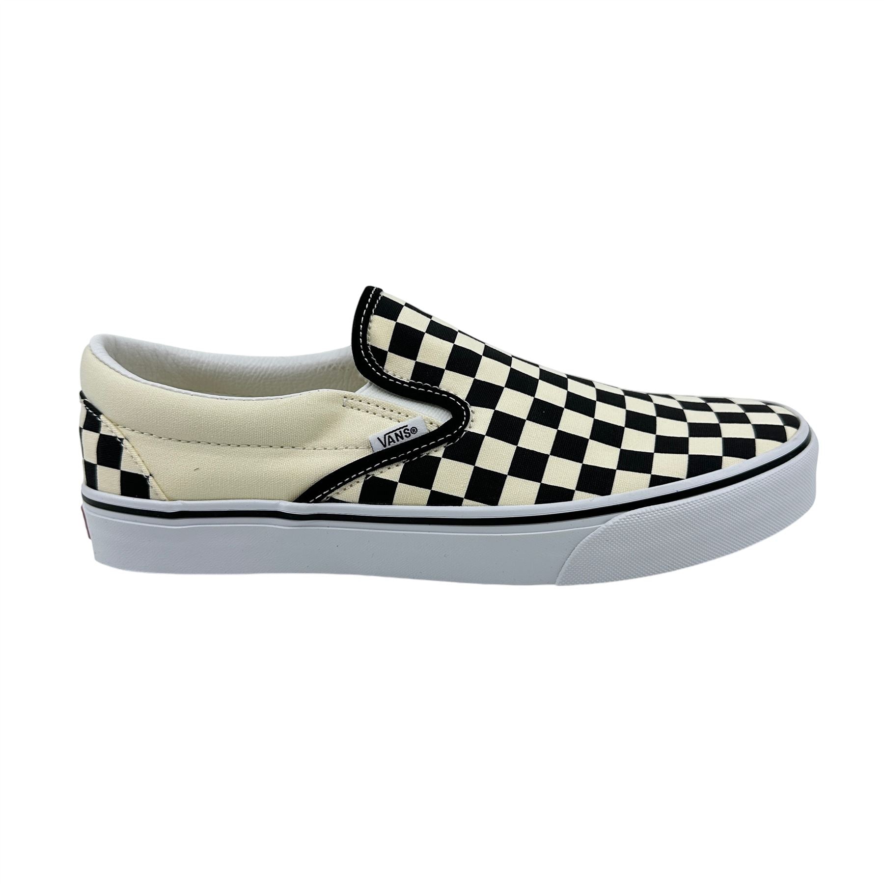 VANS Classic Slip On Checkerboard Black White Womens Wide Athletic Sneaker