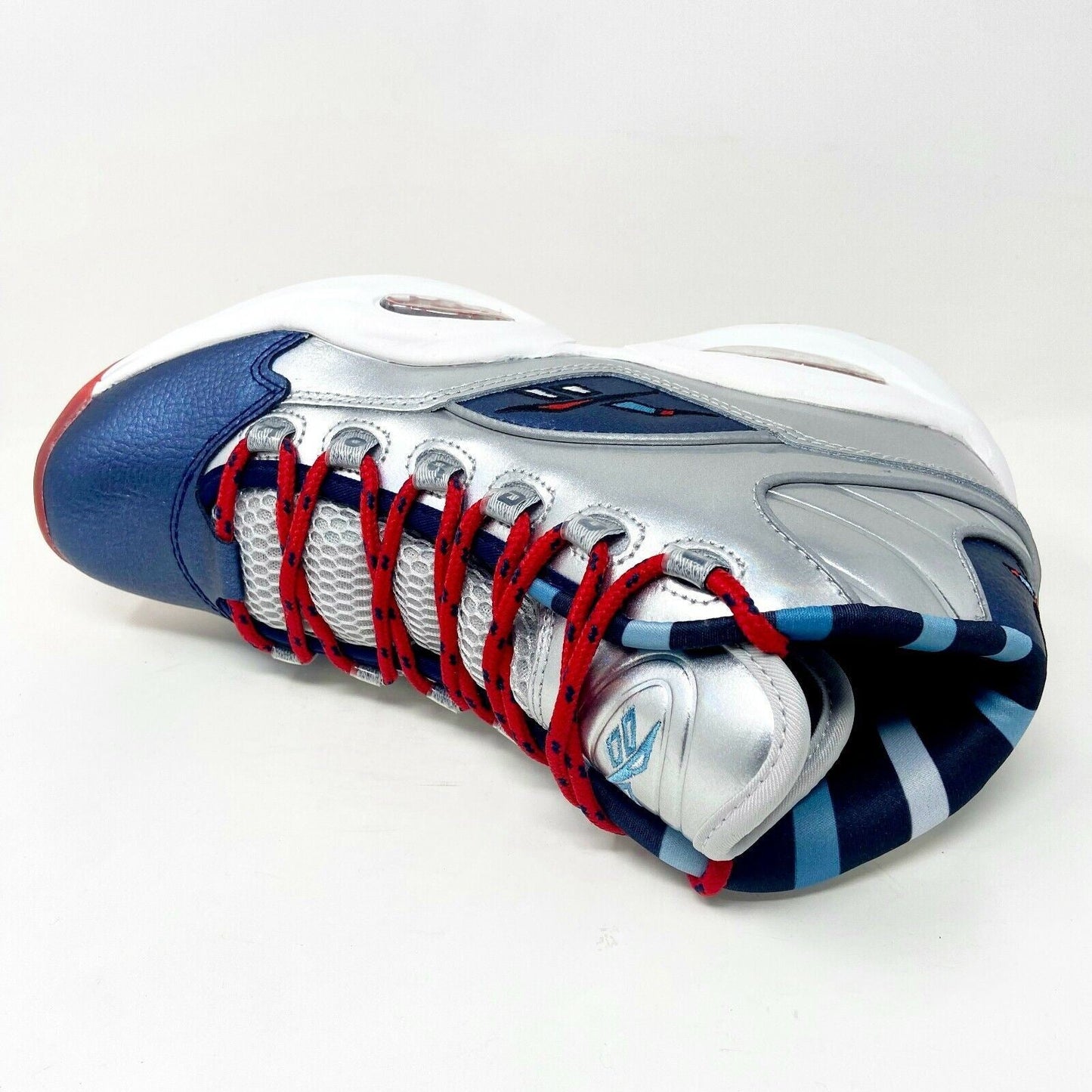 Reebok Question Mid Silver Blue Red Harden Iverson Mens Basketball Shoes FZ1366