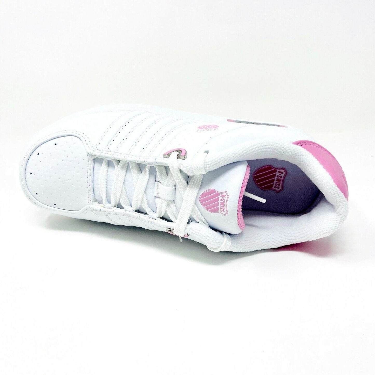 K-Swiss Wolert White Bubble Gum Pink Girls Kids Casual Shoes Sneakers 51376136