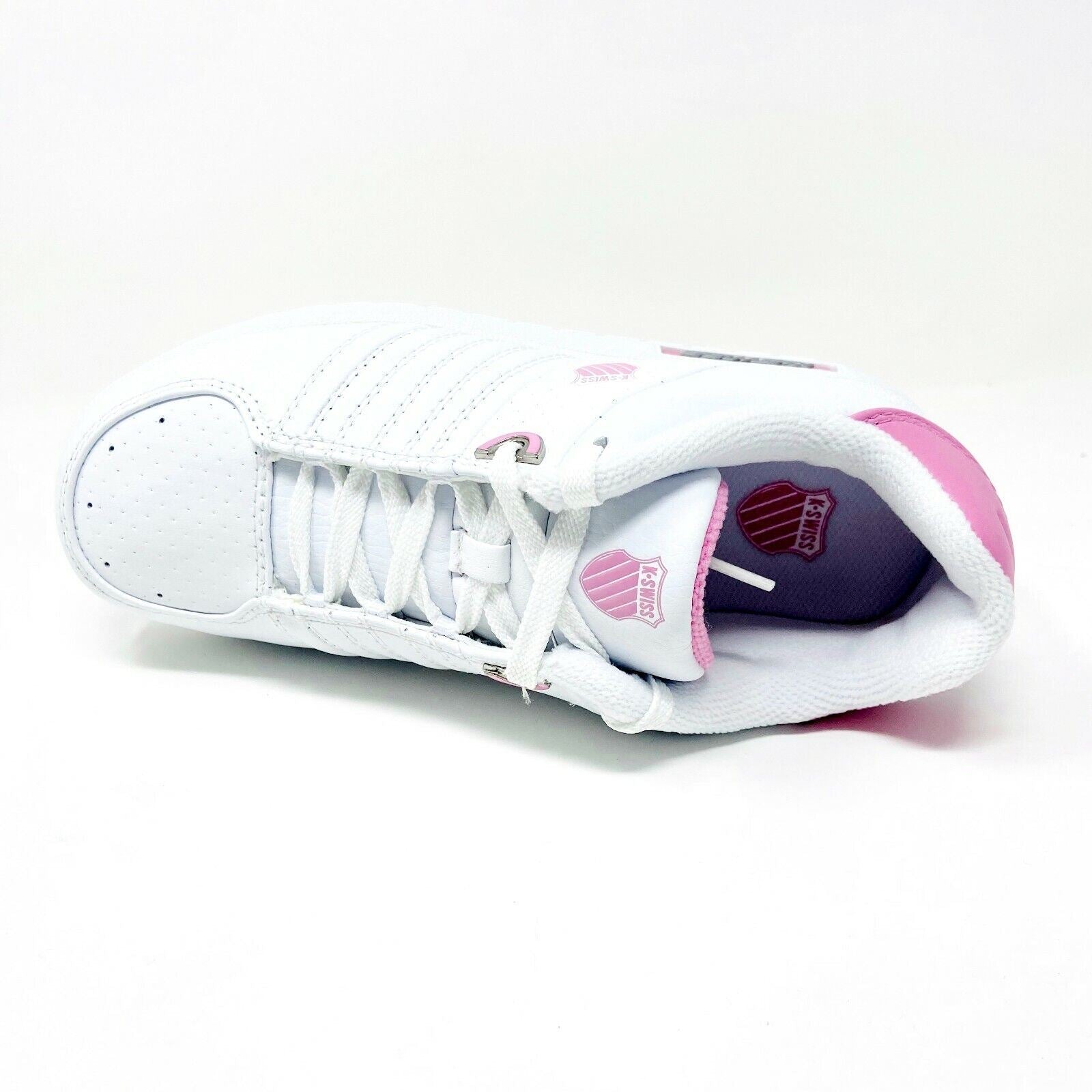 K-Swiss Wolert White Bubble Gum Pink Girls Kids Casual Shoes Sneakers 51376136