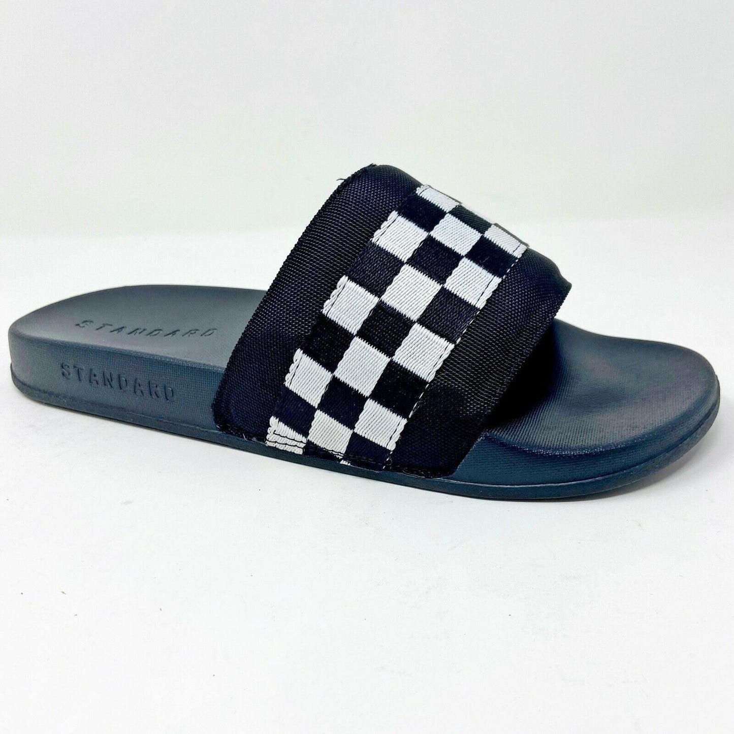 STNDRD Standard Los Angeles Monaco Checkerboard Black White Mens Slides Sandals