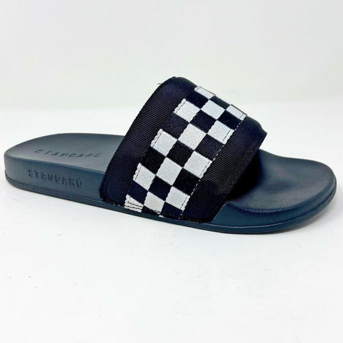 STNDRD Standard Los Angeles Monaco Checkerboard Black White Mens Slides Sandals