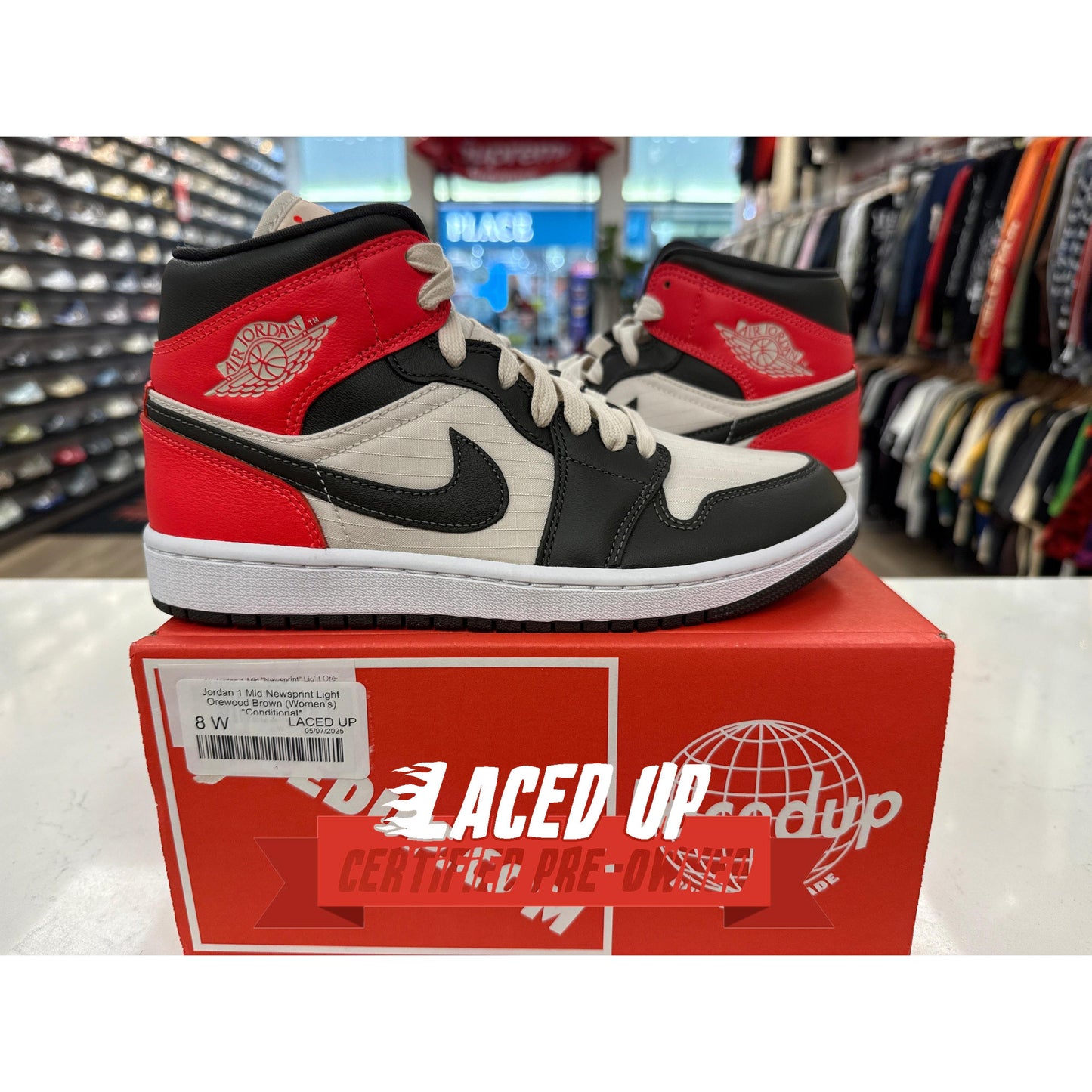 Jordan 1 Mid Newsprint Light Orewood Brown (Women's) *Conditional*