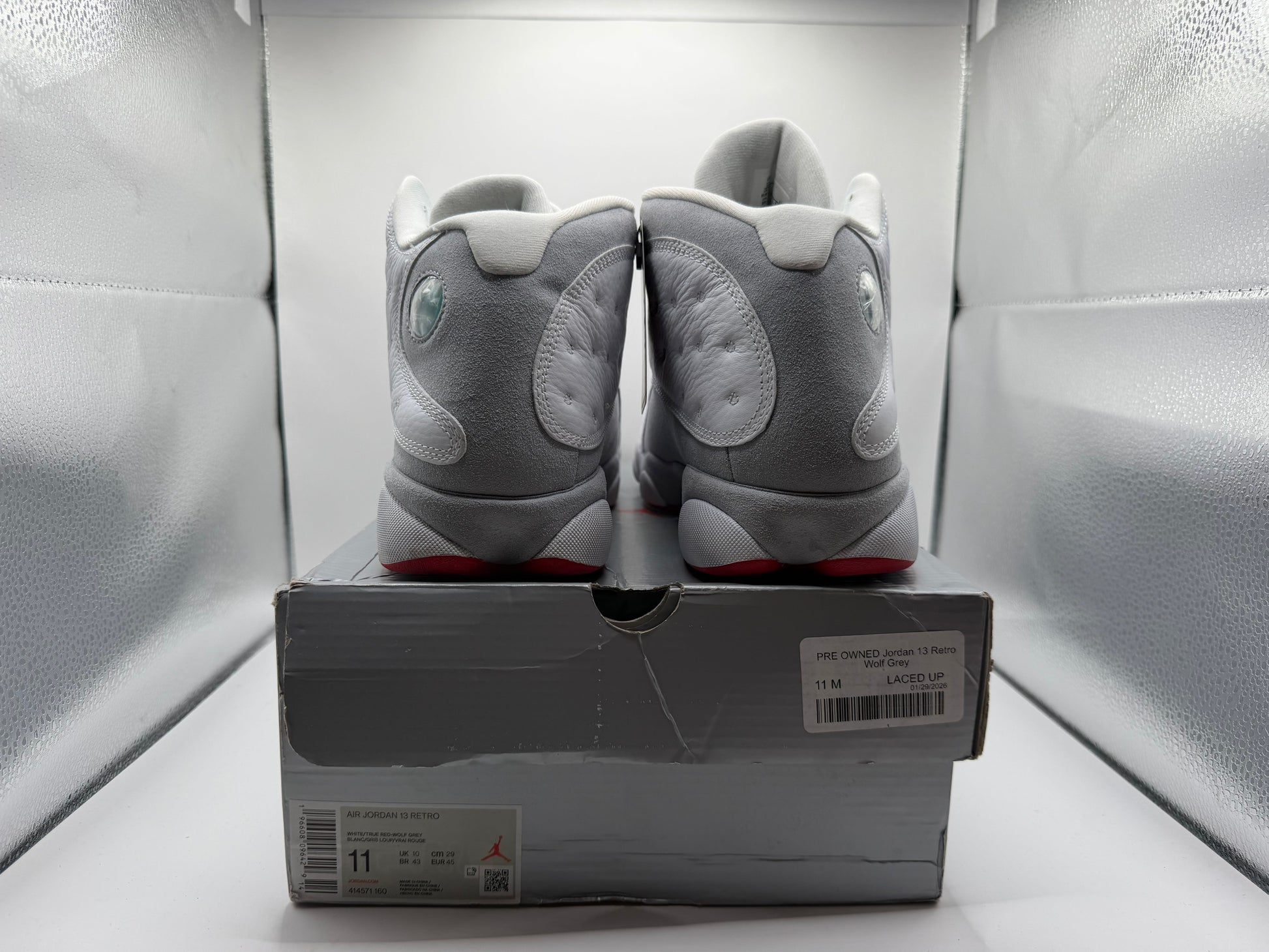 PRE OWNED Jordan 13 Retro Wolf Grey
