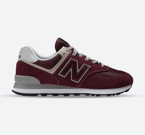 Women's Wide Fit New Balance ML574EVM Walking/Running Trainers - Exclusive - Burgundy/White ENCAP