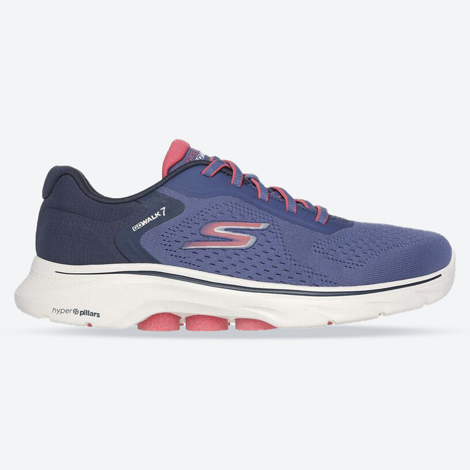 Women's Wide Fit Skechers 125215 Go Walk 7 Cosmic Waves Trainers