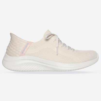 Women's Wide Fit Skechers 149710 Slip-ins Ultra Flex 3.0 Brilliant Trainers - Natural