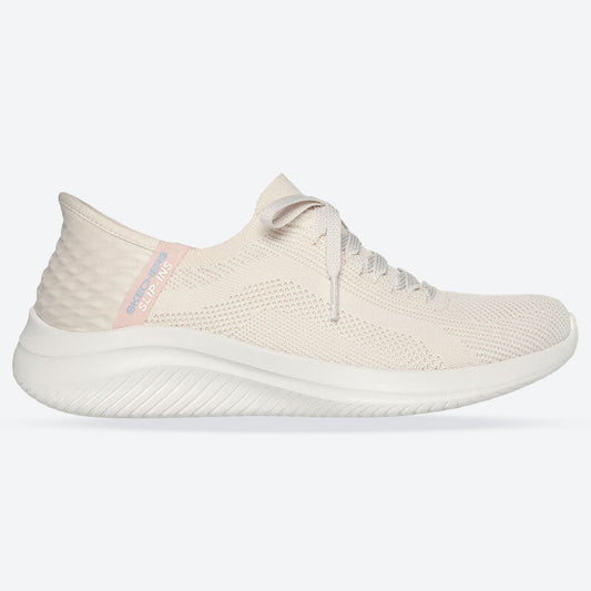 Women's Wide Fit Skechers 149710 Slip-ins Ultra Flex 3.0 Brilliant Trainers - Natural