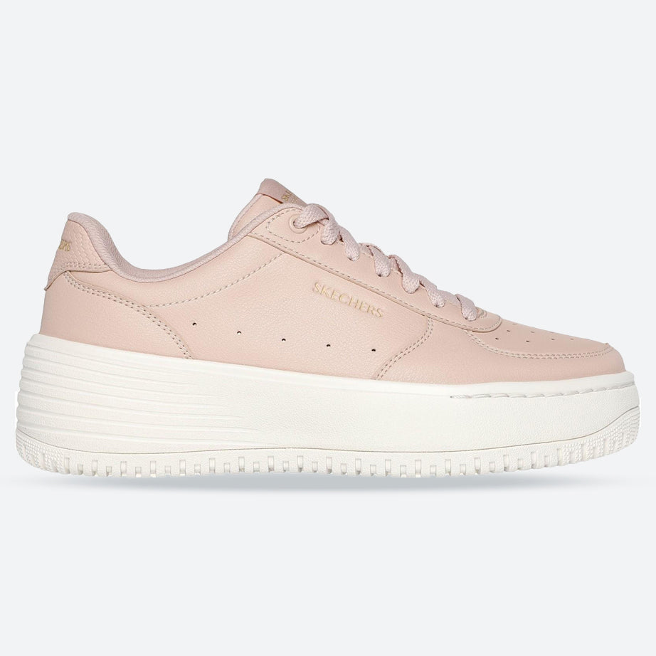 Women's Wide Fit Skechers 185110 Court Classics Grand 92 Be Lifted Trainers - Nude