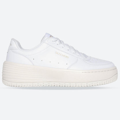 Women's Wide Fit Skechers 185110 Court Classics Grand 92 Be Lifted Trainers - White/Natural