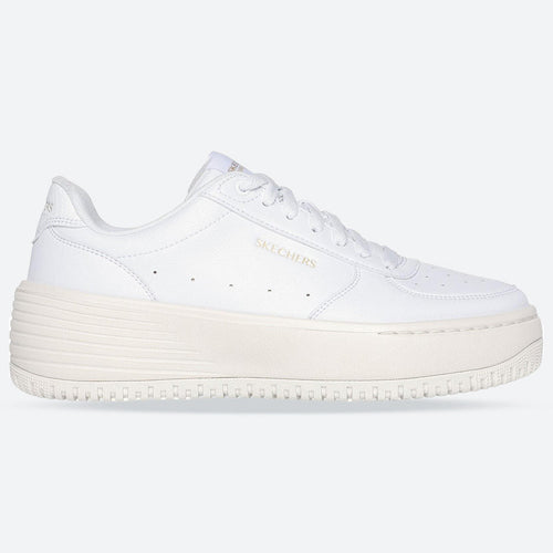 Women's Wide Fit Skechers 185110 Court Classics Grand 92 Be Lifted Trainers - White/Natural