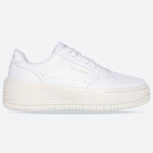 Women's Wide Fit Skechers 185110 Court Classics Grand 92 Be Lifted Trainers - White/Natural