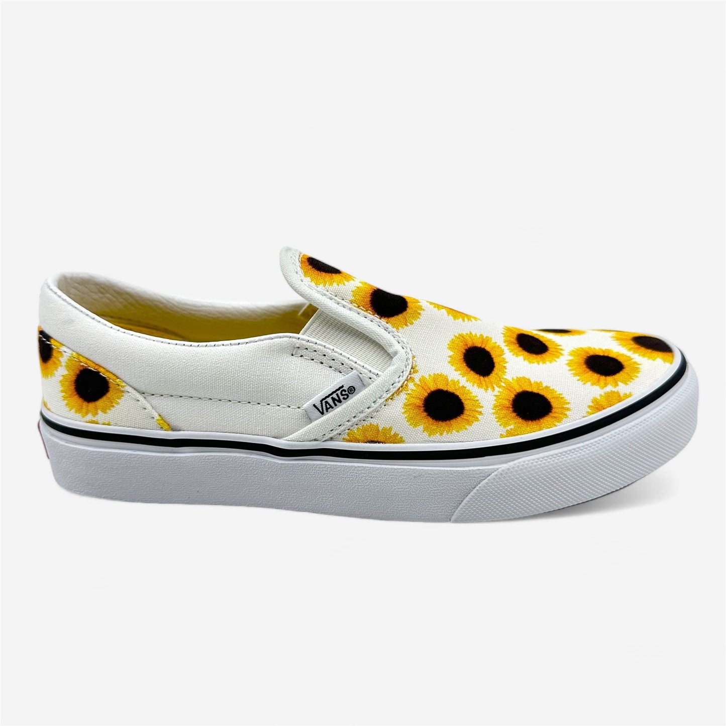 VANS Classic Slip On Sunflower Yelllow True White Kids Girls Size 3 Slip-On
