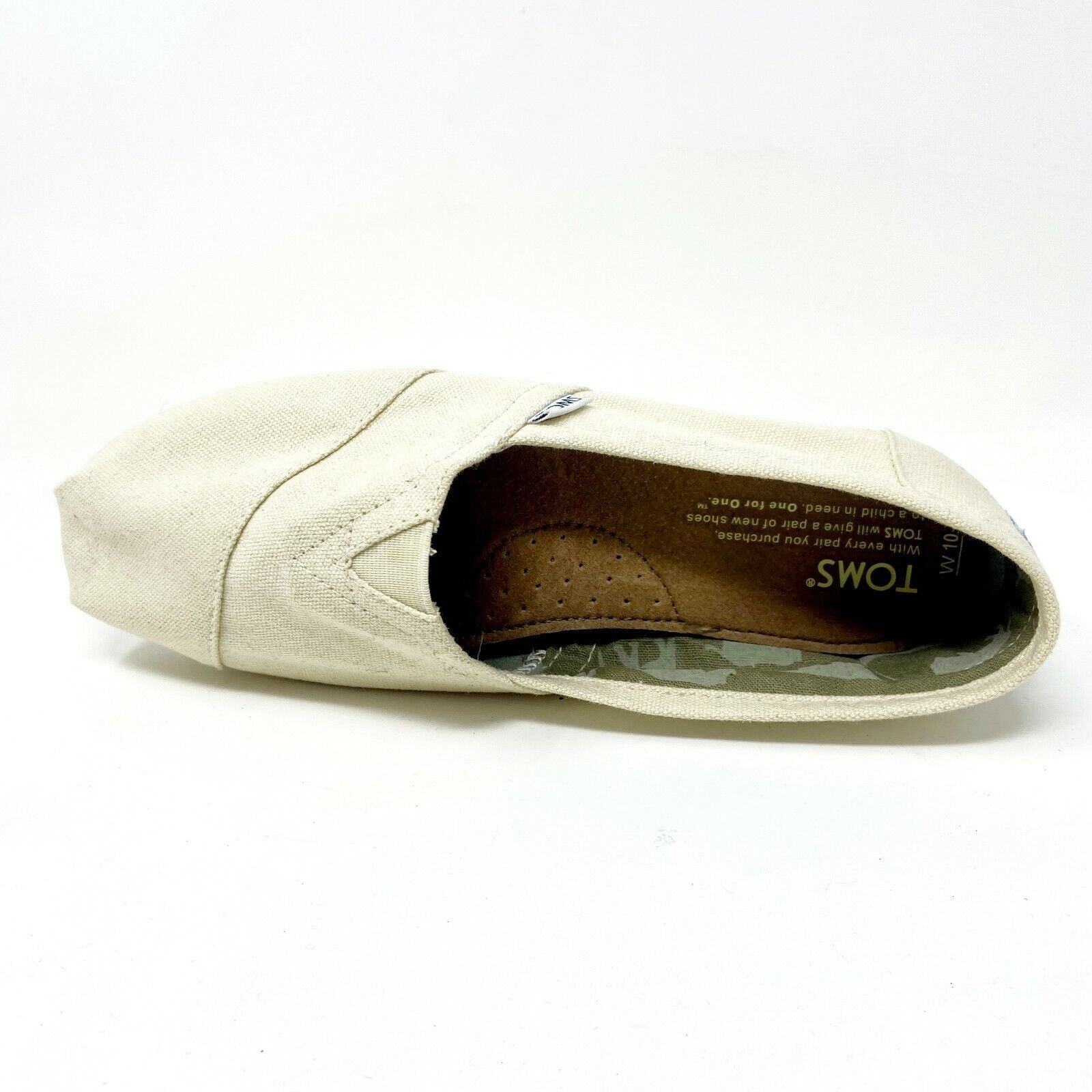Toms Classics Natural Canvas Womens Slip On Casual Canvas Flat Shoes