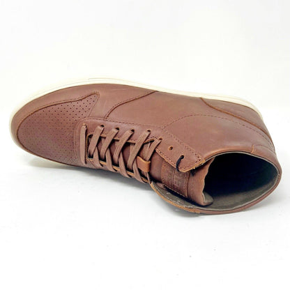 Clae Gregory Mid Chestnut Oiled Leather Mens Premium Casual Sneakers