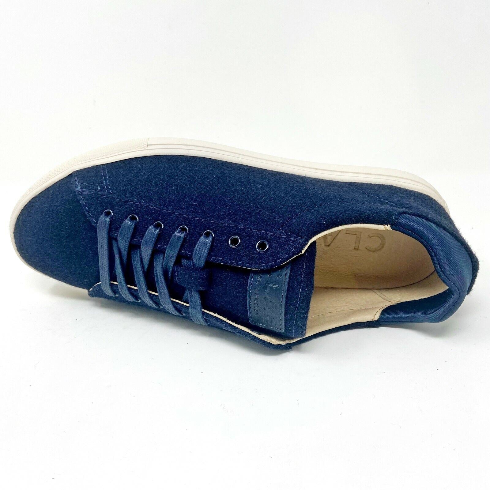 Clae Bradley Textile Deep Navy Wool Cream Mens Casual Sneakers