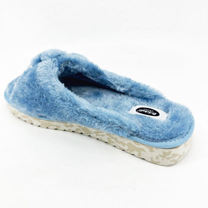 Dr Scholls Staycay OG Sky Blue Faux Fur Womens Slippers Slide Sandals