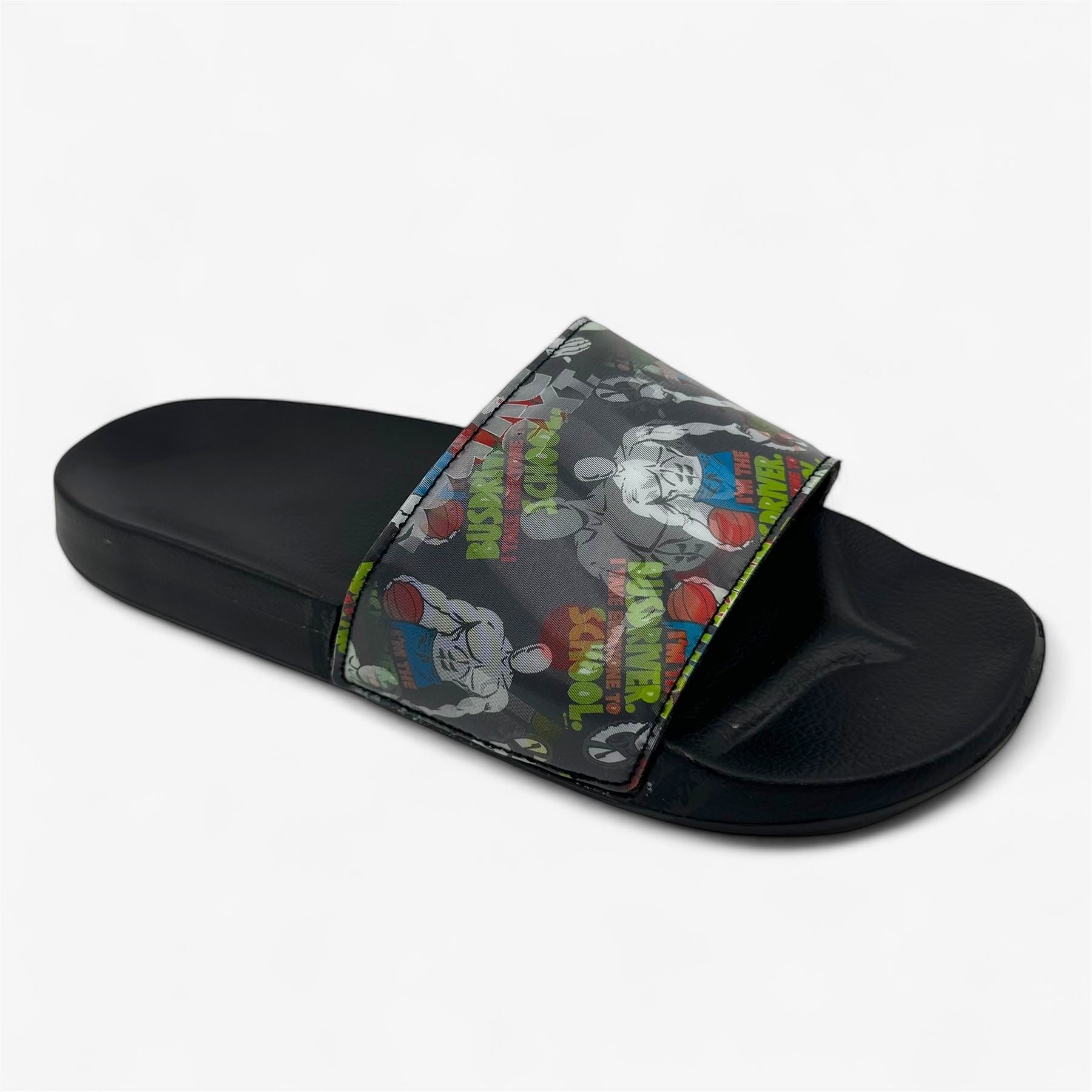AND1 Chasin Black Multicolor Mens Sandal Slide