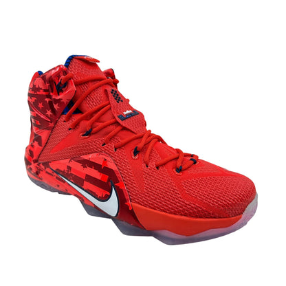 Nike Lebron XII Crimson Red White Mens Athletic Independence Day Sneaker
