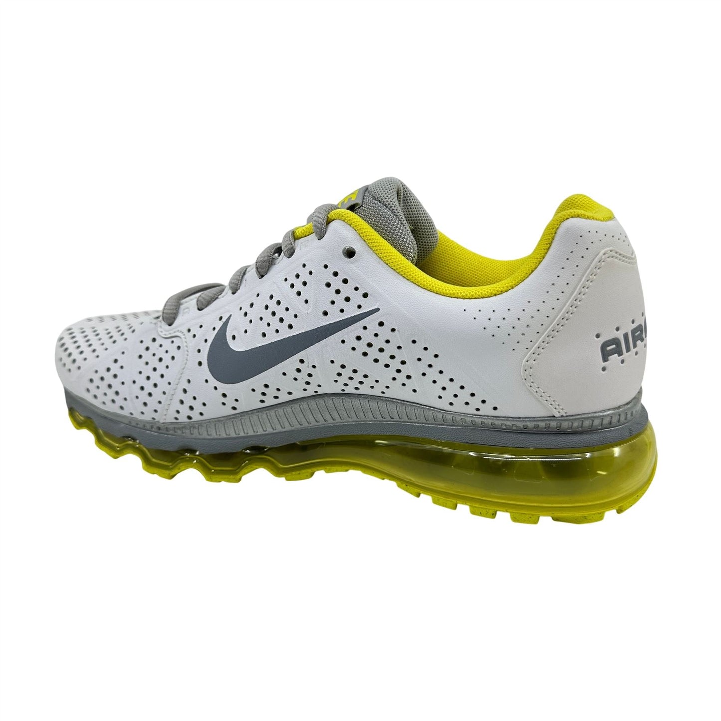 Nike Air Max+ 2011 Leather White Stealth Yellow Womens Athletic Sneaker